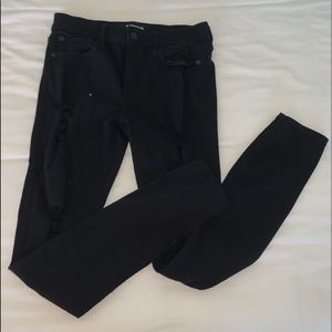 Black - lightly ripped skinny express jeans